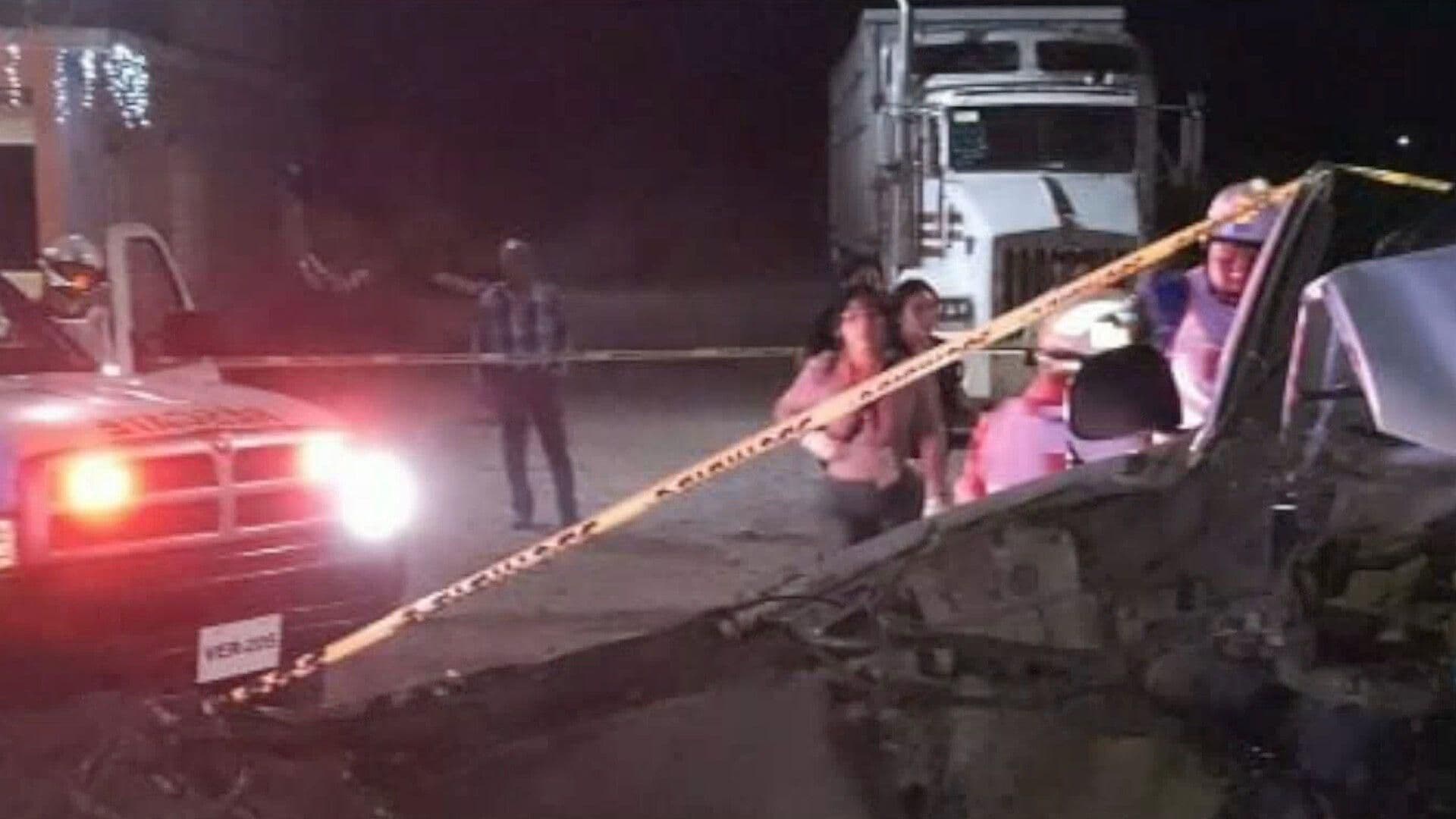 Tractocamión incendiado