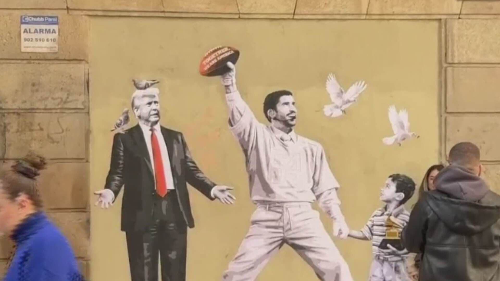 Mural de Bad Bunny y Donald Trump en Barcelona se Hace Viral