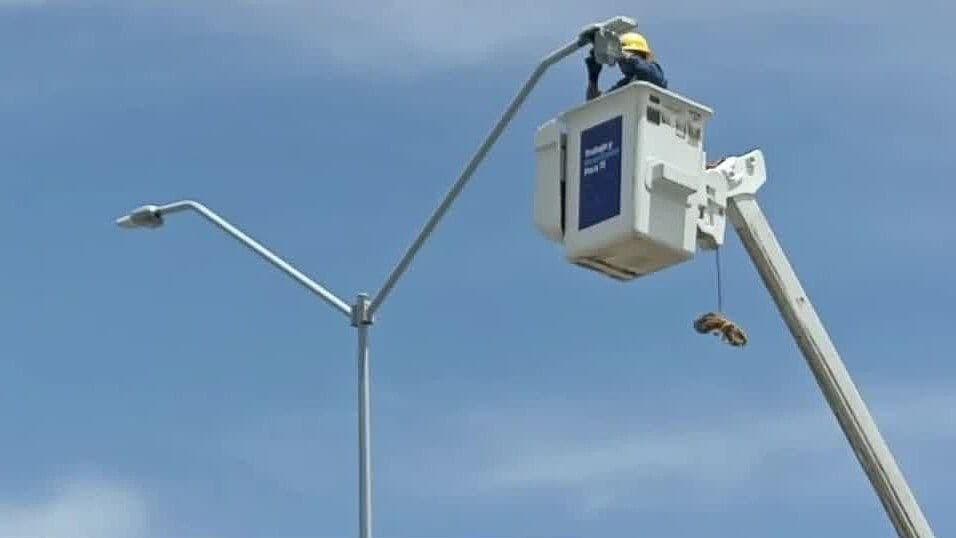 Instalan Alumbrado Donde Será la Feria de Santa Rita