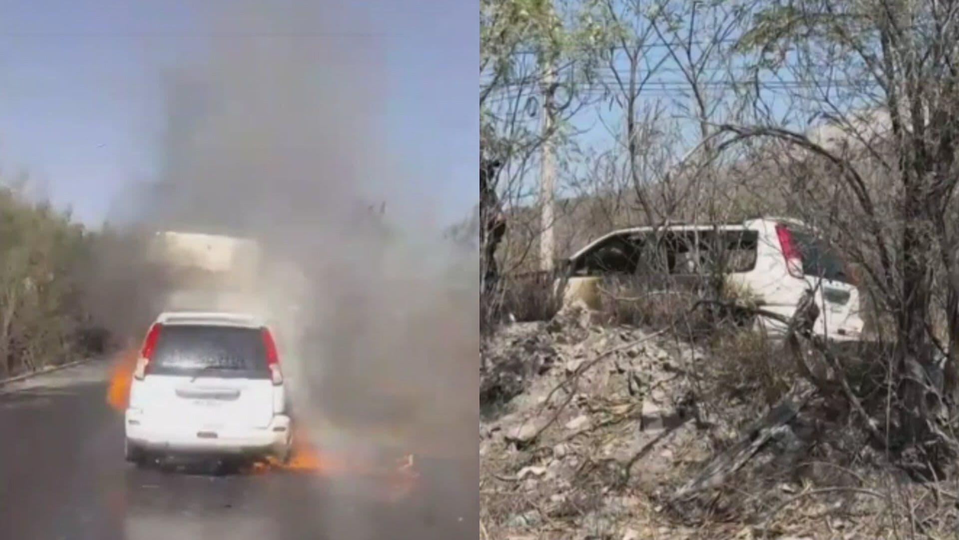 Roba Camioneta y se Incendia al Huir en Santa Catarina, Nuevo León