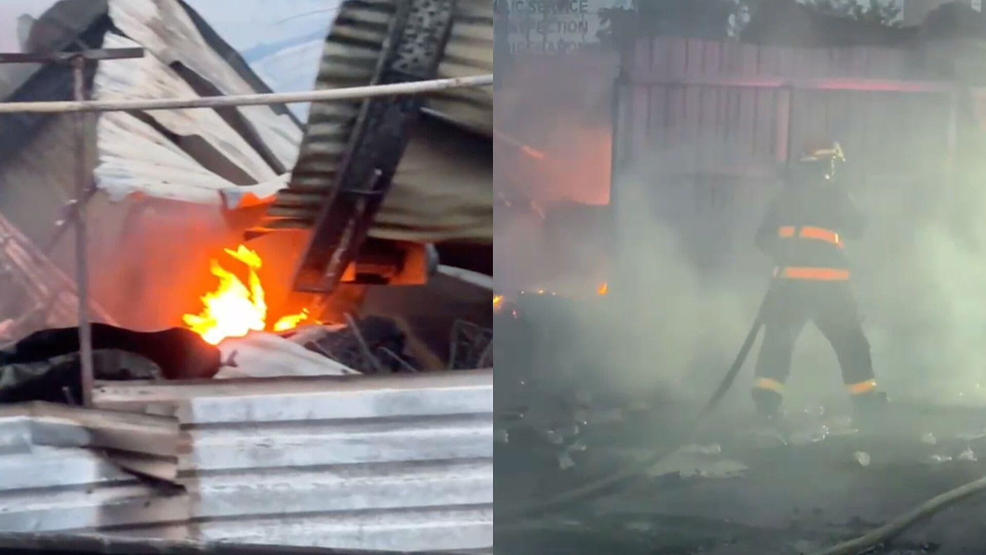 Fuerte Incendio Consume Chatarrera en la Colonia Renacimiento al Norte de la Ciudad de Veracruz