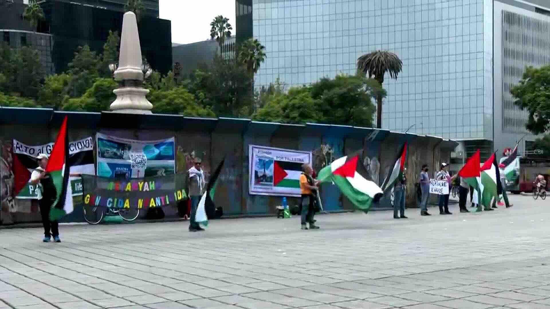 Manifestantes por Palestina Piden Fin de la Invasión de Israel en Gaza desde el Ángel
