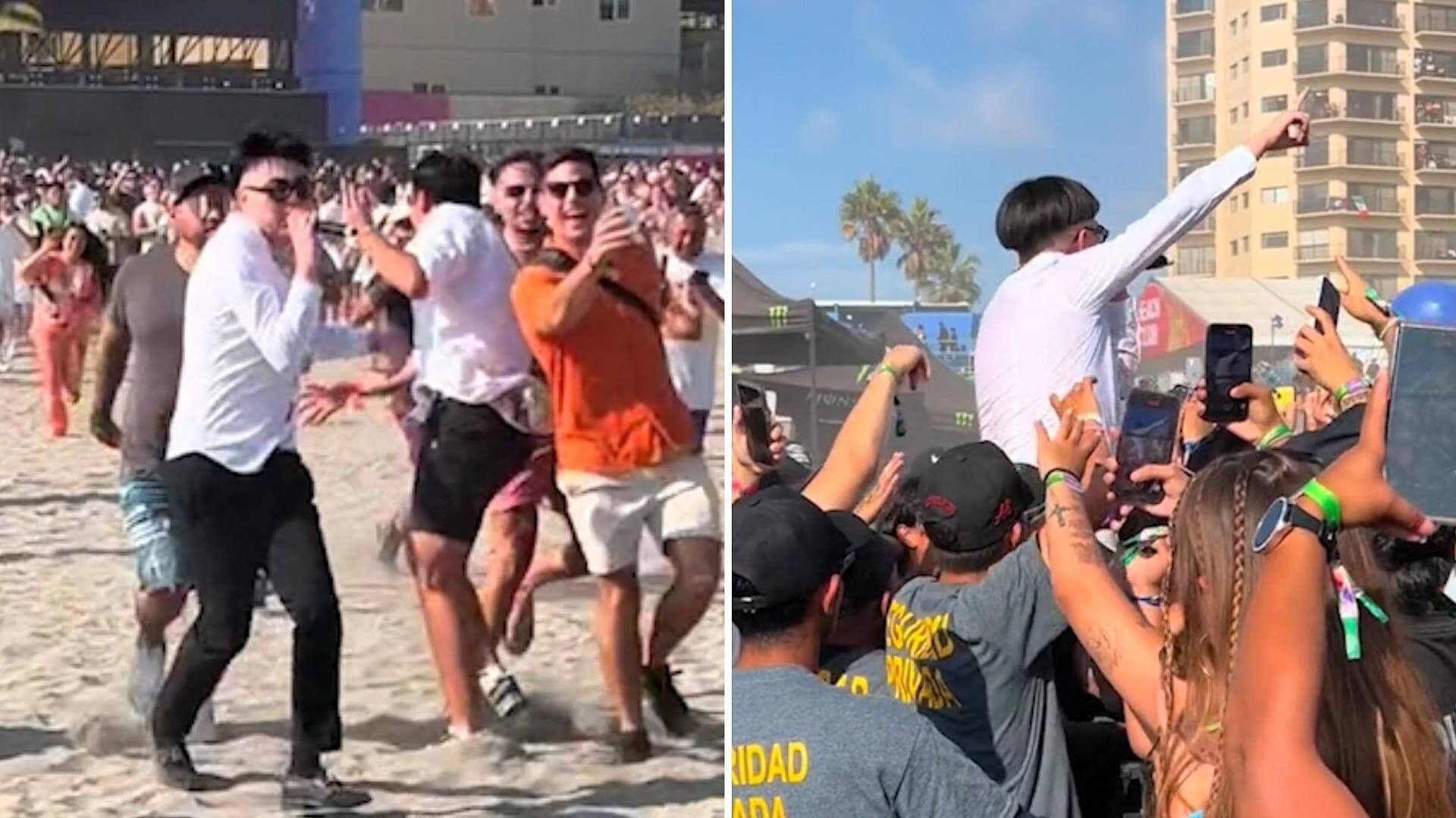 VIDEO: Dani Flow Corre Para Cantar Entre Fanáticos en Playas de Rosarito