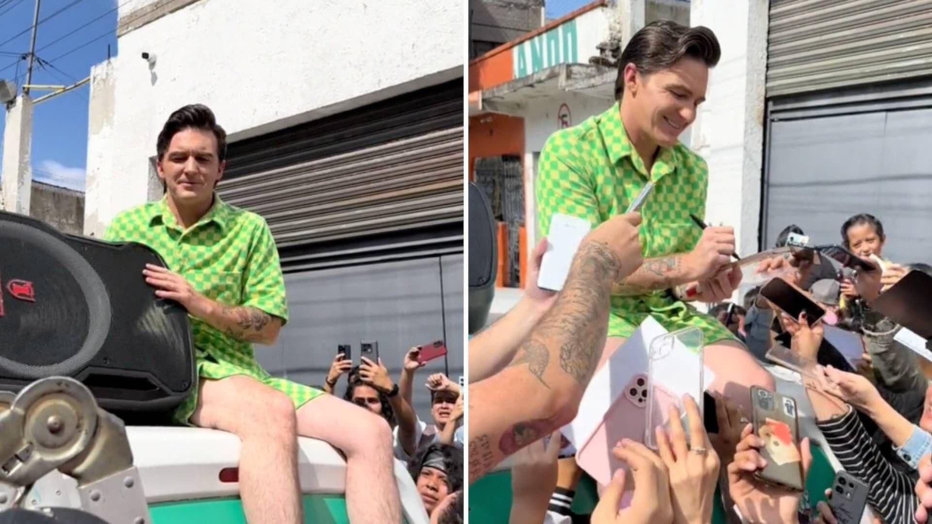 Drake Bell Se Sube a Auto Para Presentar Canciones y Firmar Autógrafos en México