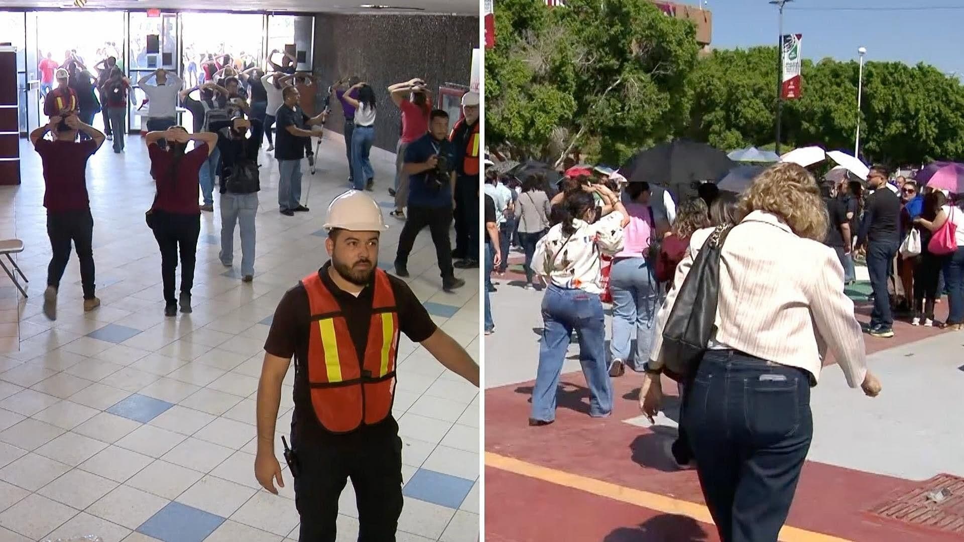 Realizan Simulacro Nacional de Sismo en Mexicali; Evacuaron el Palacio Municipal