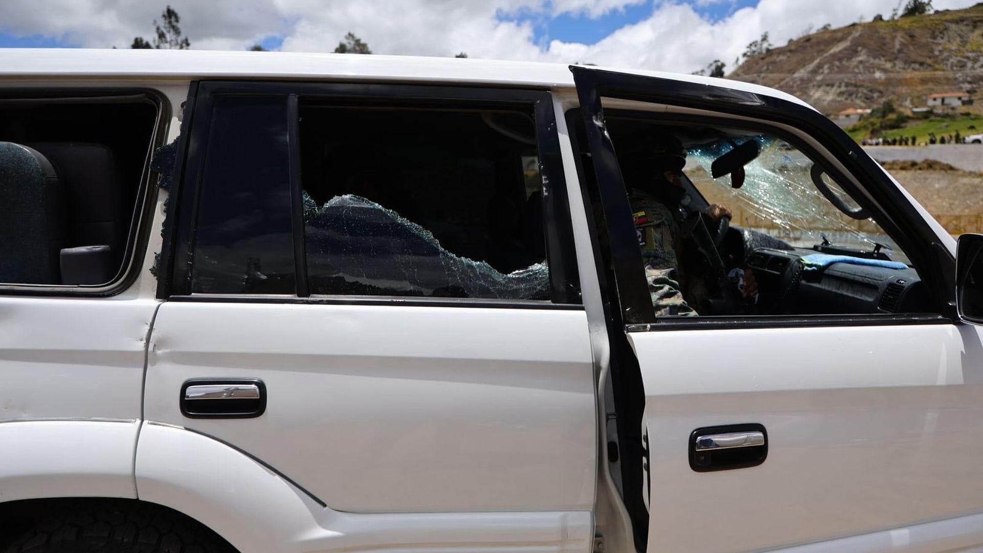 Atacan Caravana del Presidente de Ecuador, Daniel Noboa; Así Quedaron Vehículos