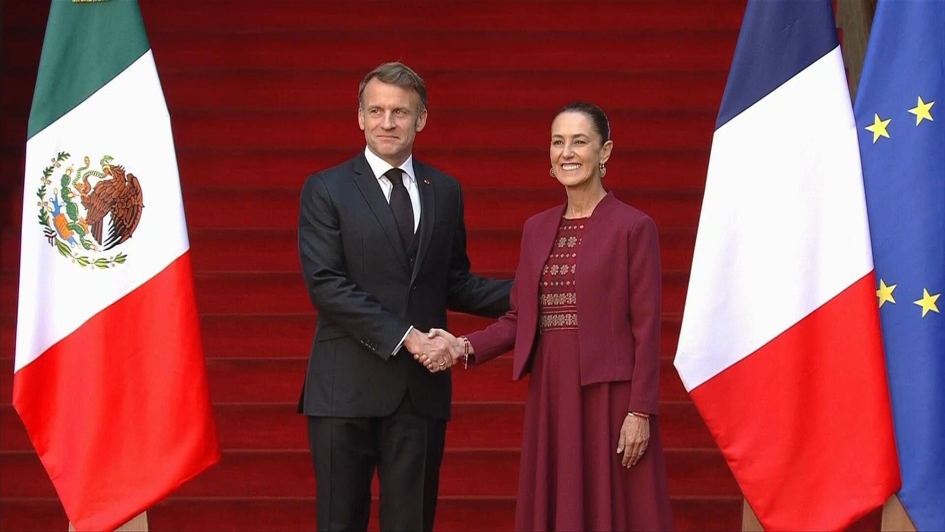 Presidenta Sheinbaum Recibe a Emmanuel Macron, en su Primera Visita Oficial al País