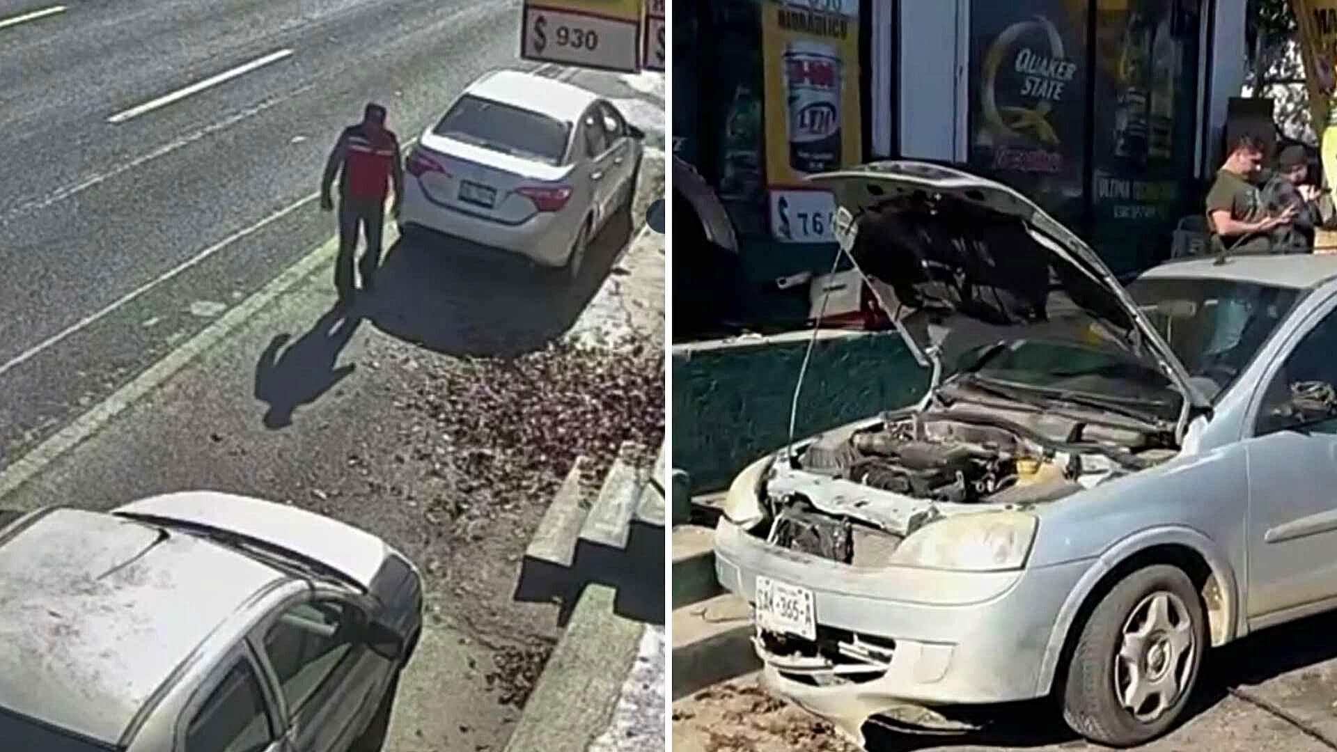 Hombre se Salva de Milagro de ser Prensado por Camioneta en Santiago, NL