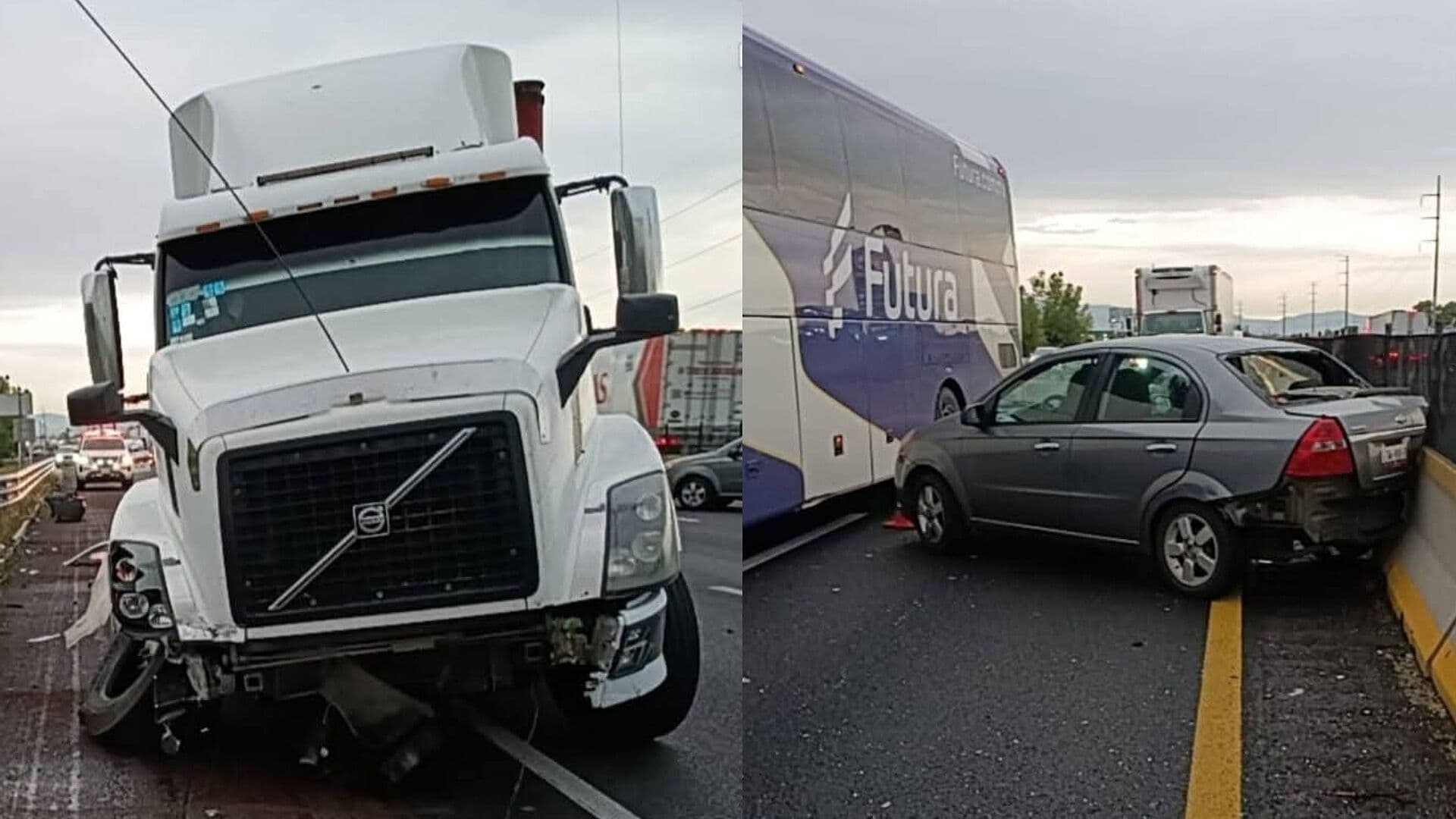 Tráiler Embiste Dos Automóviles en la Autopista México-Puebla