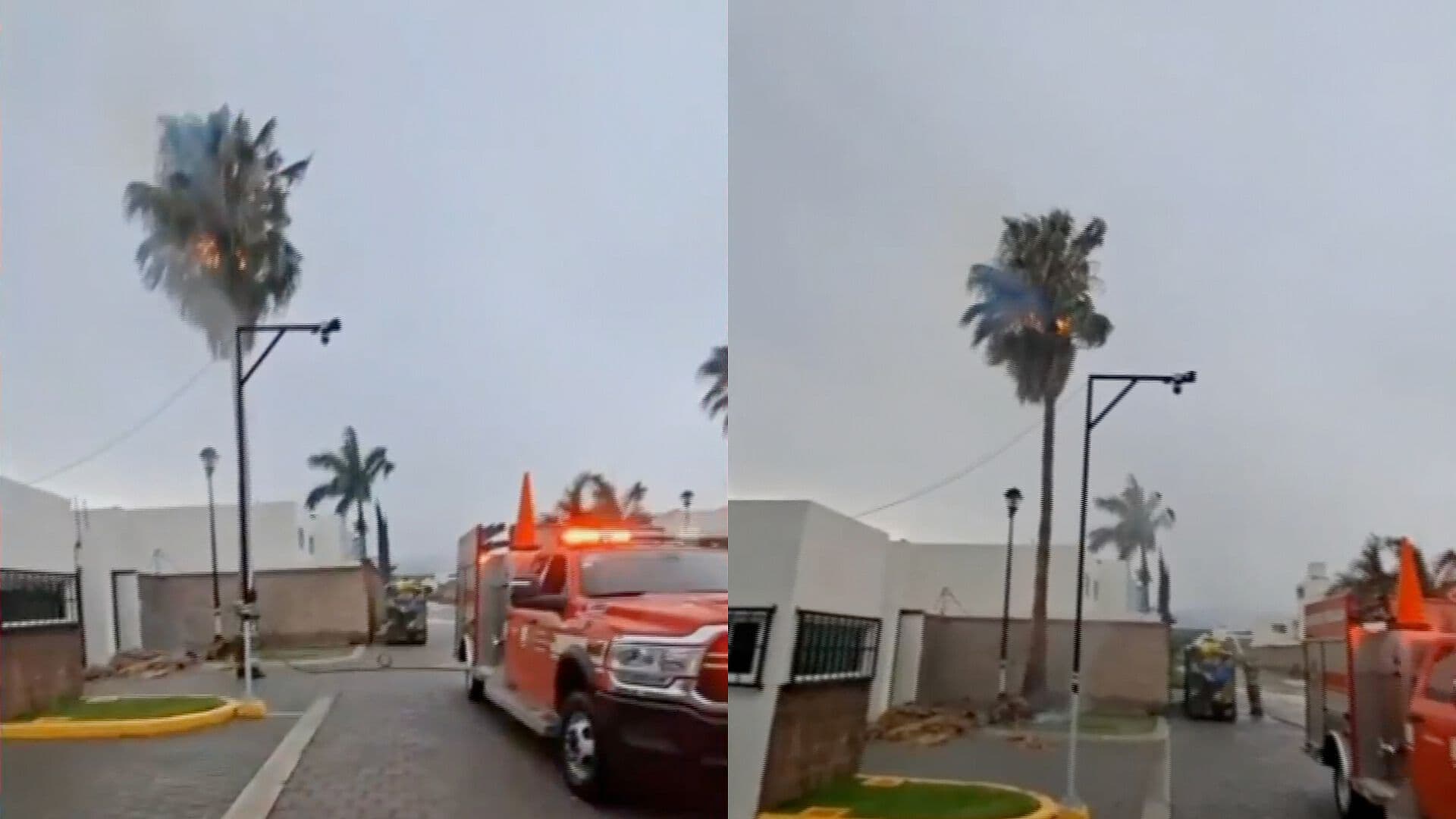 Caída Rayo Incendio Palmera Tromba Fraccionamiento Valle del Sol Tehuacán Puebla