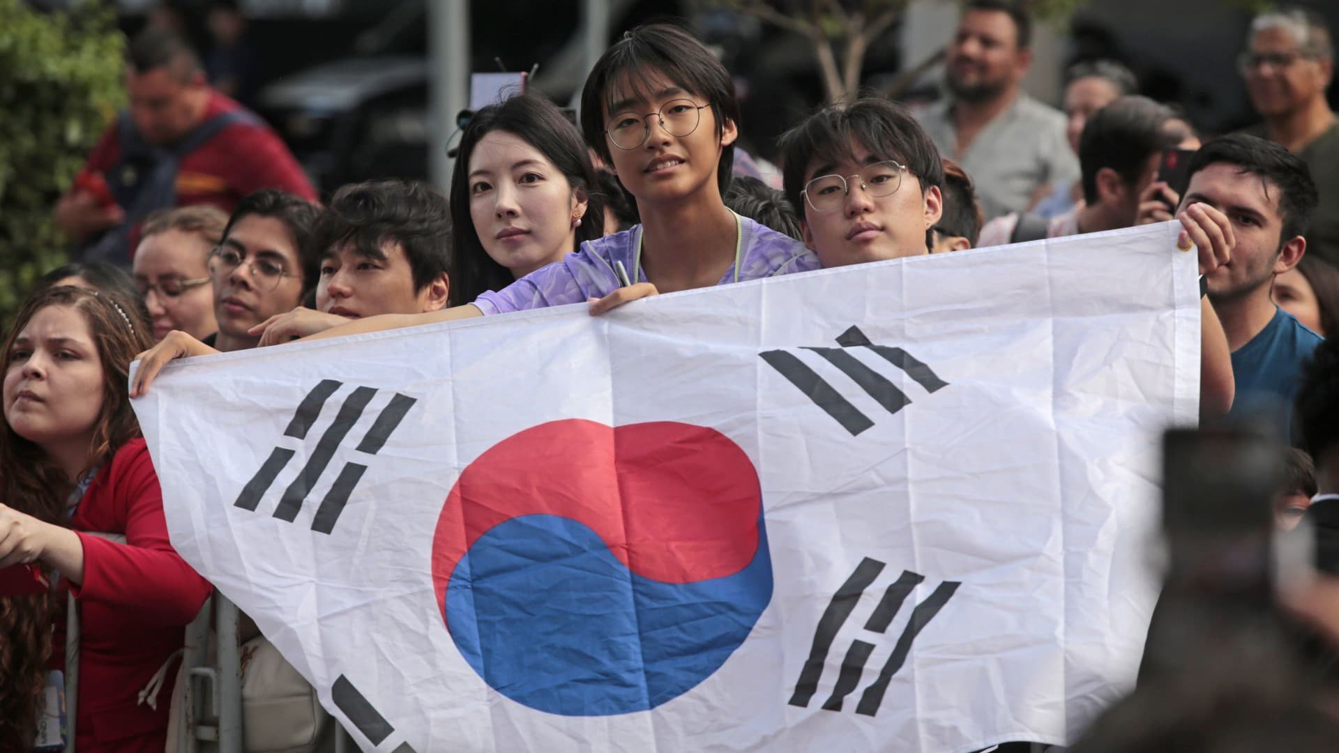 Aficionados con Bandera de Corea del Sur en Guadalajara, Jalisco