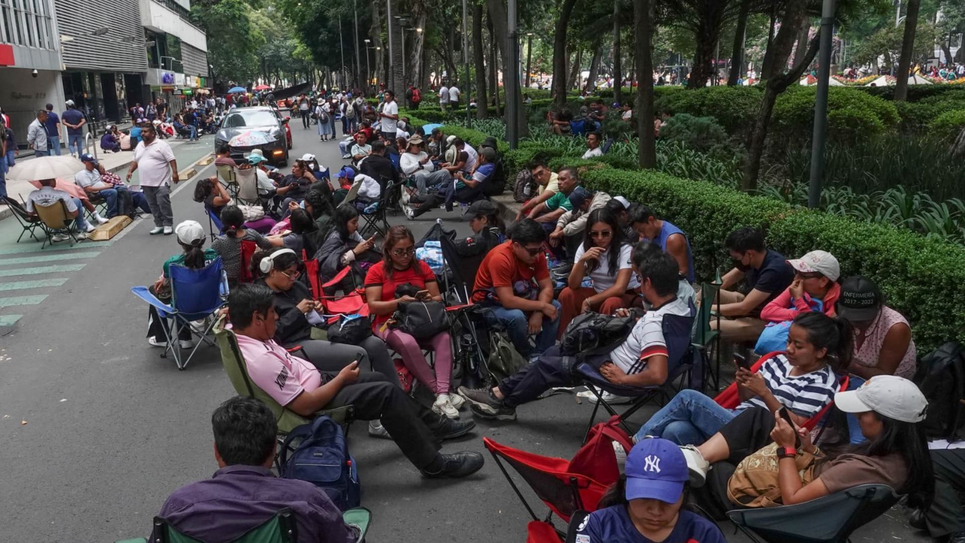 Bloqueo en Paseo de la Reforma en la Ciudad de México.