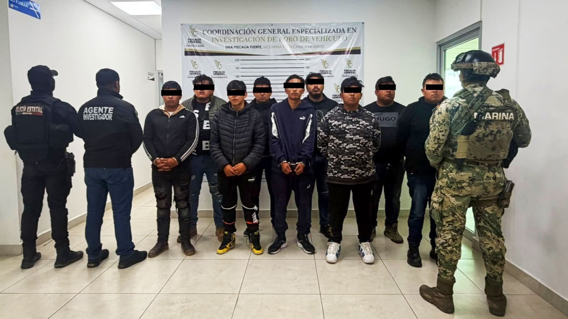 Detienen a Nueve Presuntos Ladrones de Transporte de Carga en Huejotzingo, Puebla