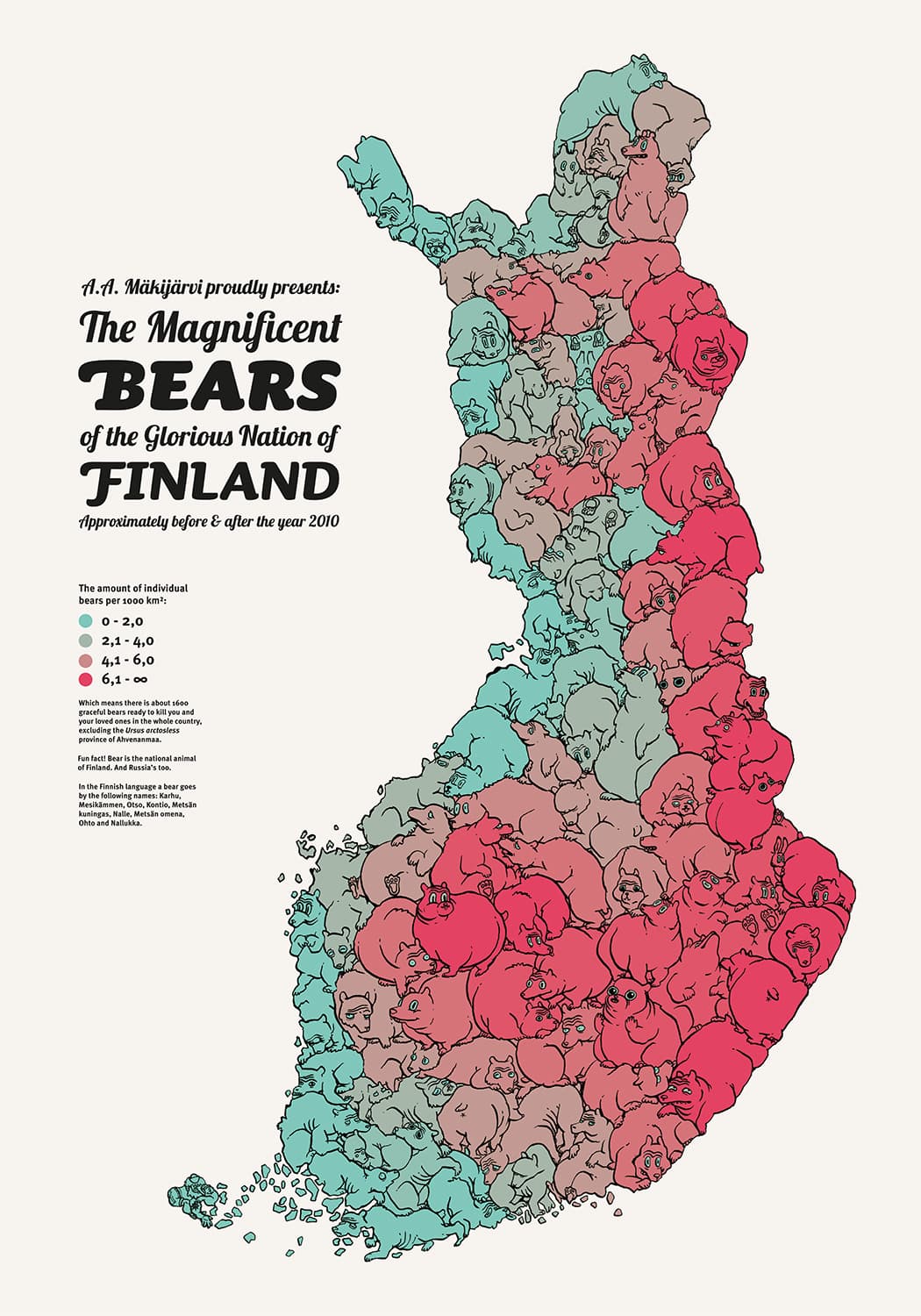 Visualización de la concentración de Osos en Finlandia