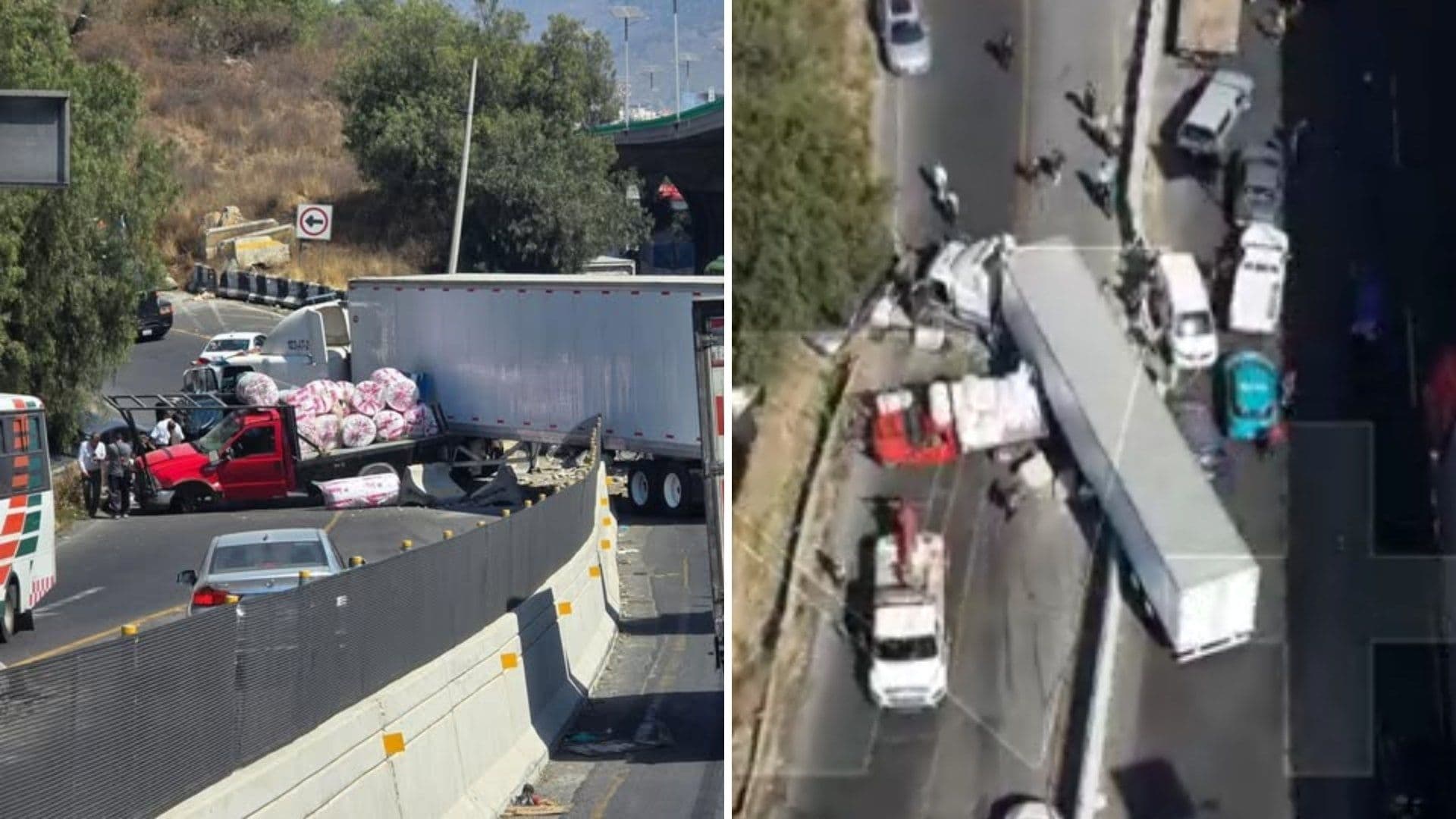 ¿Qué Pasó en Periférico Norte? Tráiler Provoca Carambola y Auto Queda a Punto de Caer a Barranco