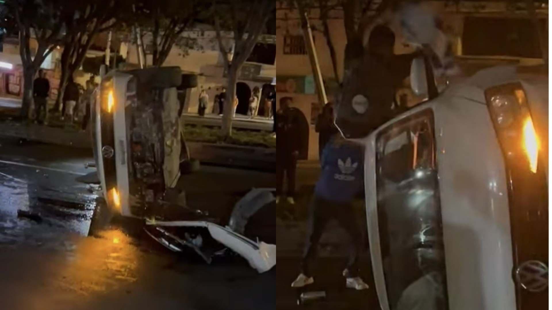 Accidente en Los Arcos, Querétaro: Jóvenes Vuelcan su Automóvil y son Captados en su Huida