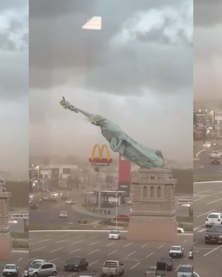 Video | Fuertes Vientos Derriban Réplica de Estatua de la Libertad, en Brasil