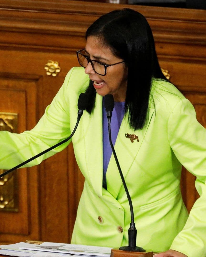 Delcy Rodríguez, presidenta encargada de Venezuela, habló ante los 285 legisladores que conforman el Parlamento.