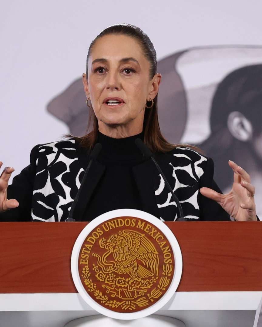 Claudia Sheinbaum durante conferencia de prensa en Palacio Nacional