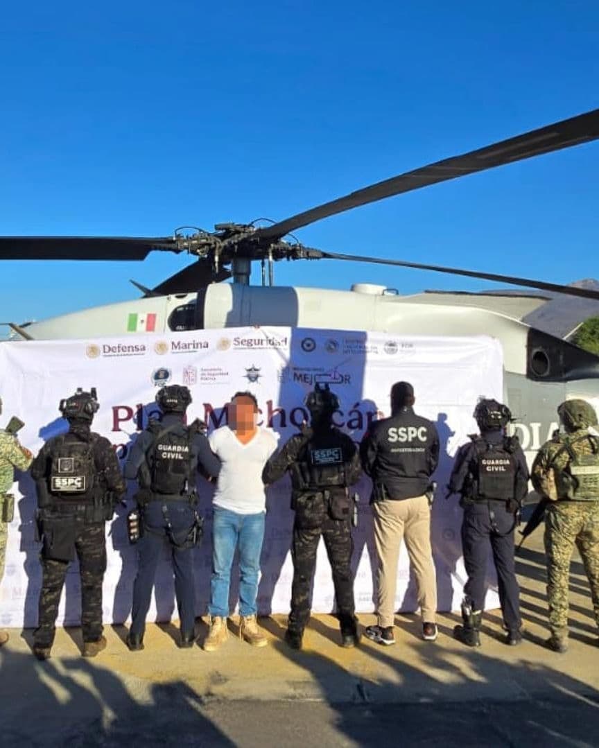 César Alejandro “N”, alias “El Botox”, fue detenido en Michoacán. Foto: Gabinete de Seguridad