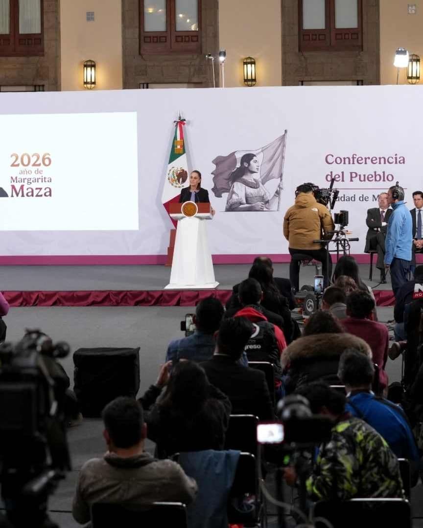 Claudia Sheinbaum en conferencia de prensa en Palacio Nacional