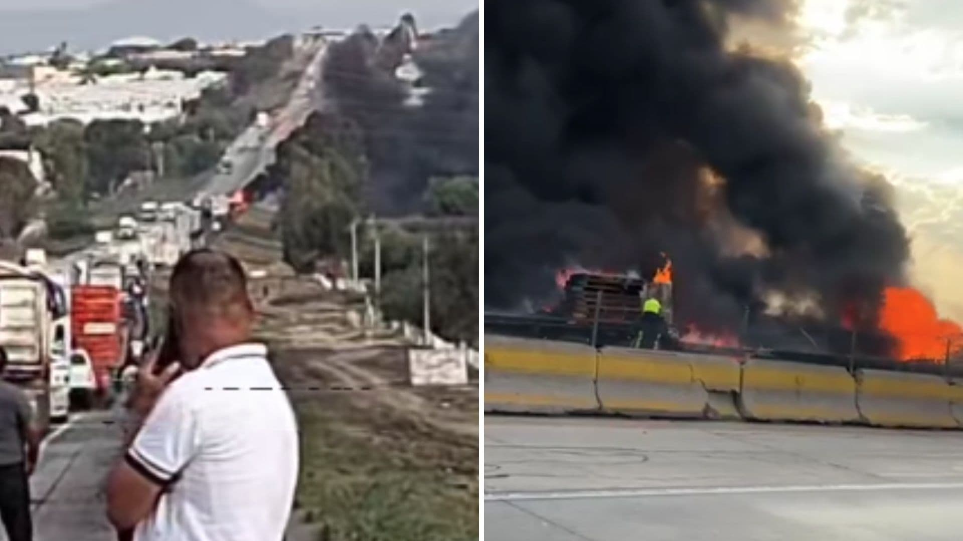 ¿Qué Pasó Hoy en la México-Querétaro? Choque entre Camiones Desata Incendio y Deja Un Muerto