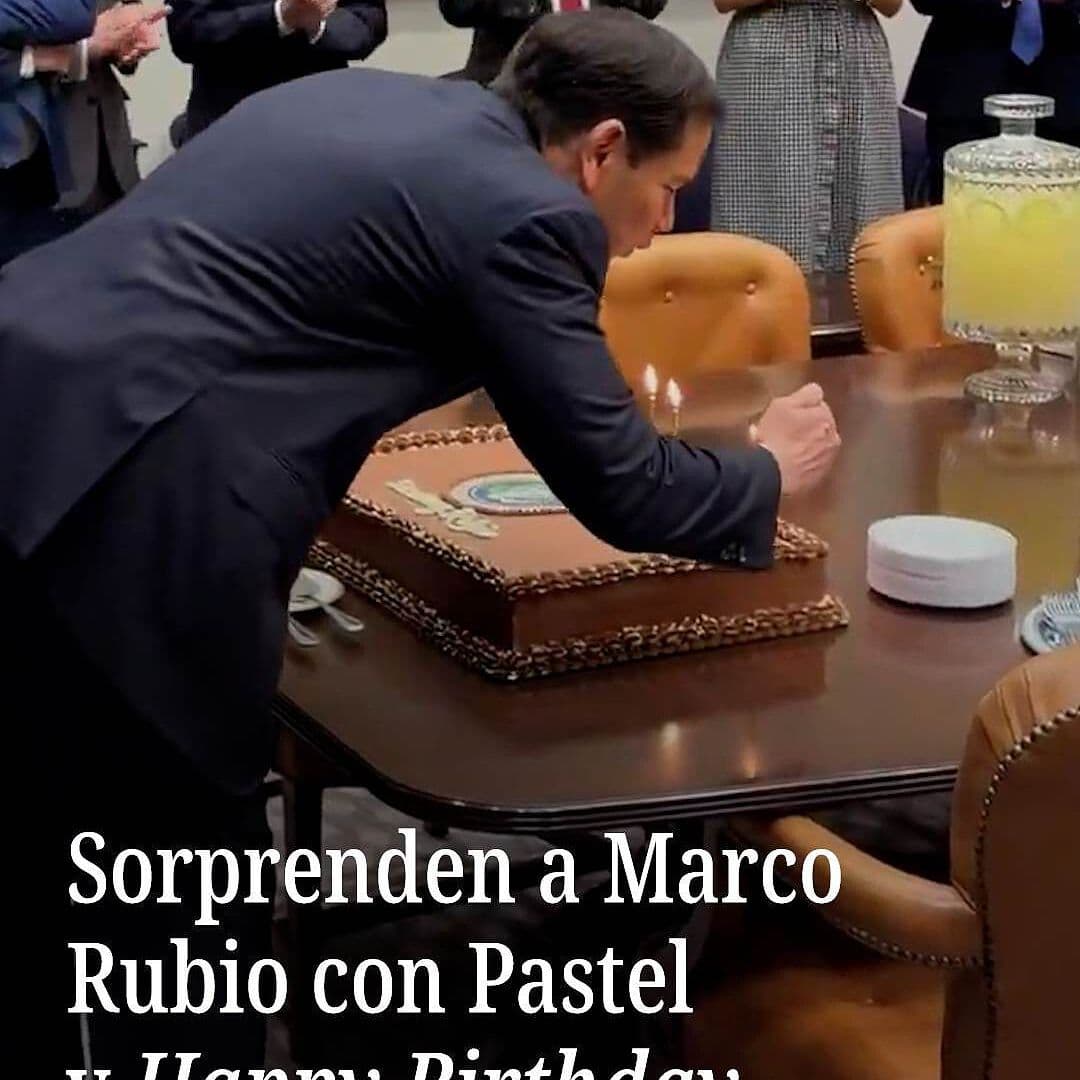 Sorprenden a Marco Rubio con Pastel y Happy Birthday