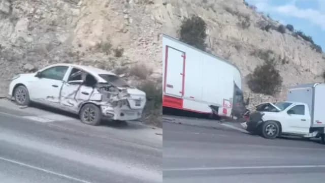 Vehículos destrozados tras choque en la Cuacnopalan-Oaxaca. Foto: X @ciudadano_pue